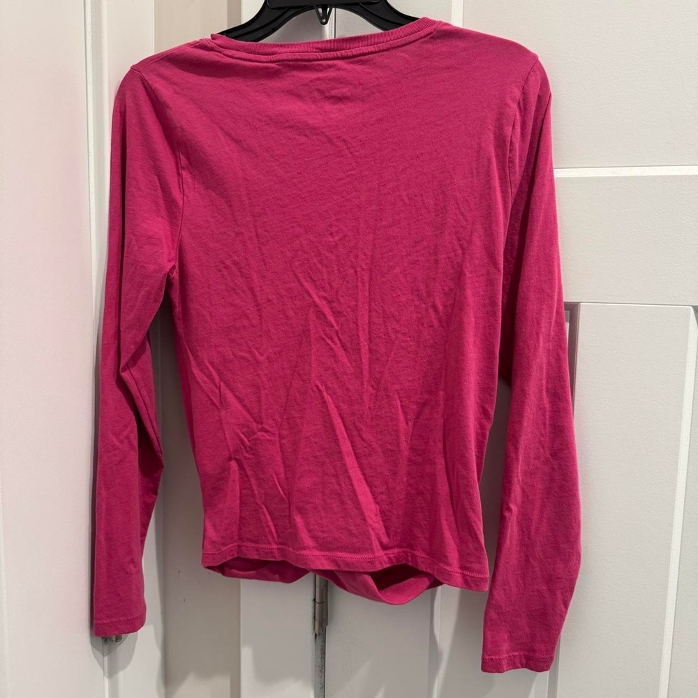 J.crew Hot pink long sleeve top with twist detail size M - Picture 3 of 4